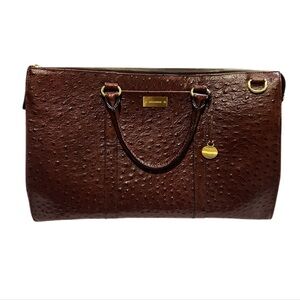 Brahmin Anywhere Weekender Bag OSTRICH Brown Sidney Gold Hardware